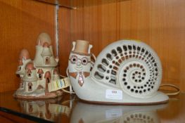 Two 1970's Shelf Pottery Lamps