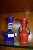 Two Vintage Glass Vases with Snake Design