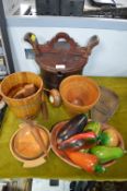 Wooden Buckets, Bowls, Artificial Fruit, etc.