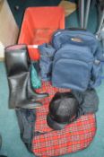 Horse Riding Boots, Skullcap, Backpack, etc.