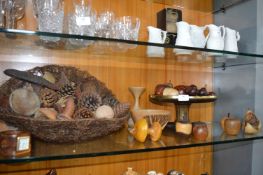 Turned Wood Fruit, plus Decorative Fir Cones, etc.