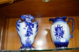 Blue Floral Vase and Jug