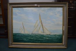 Oil on Canvas Yacht Racing Scene 