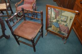 Bobbin Turned Corner Chair plus Fire Screen