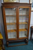 1930's Oak Bookcase with Leaded Glazed Doors