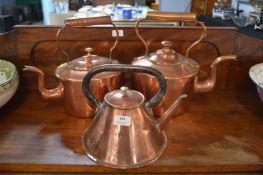 Three Victorian Copper Kettles