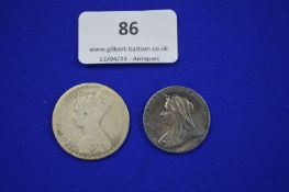 1897 Victorian Jubilee Silver Medallion plus Silver Florin