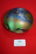 Ditchfield Glasform Paperweight with Single Silver Frog