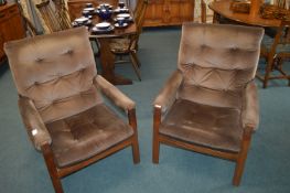 Pair of 1970's Armchairs with Pirelli Webbing