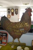 Hambleton's Poultry Farm Hand Painted Advertising Metal Chicken Sign