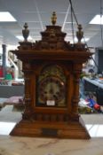 Victorian Marriage Presentation Mahogany Cased Mantel Clock with Copper & Brass Dial