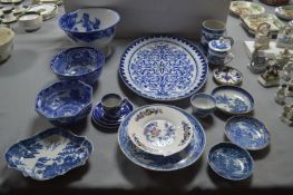 Blue & White Willow Pattern and Other Pottery