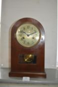 1930's mahogany Cased Mantel Clock (working condition with key)