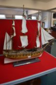 Wooden Model Sailing Ship - The Hermione