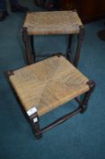 Pair of Rattan Seated Stools