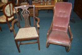 Mahogany Rocking Chair and Armchair