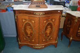 Reproduction Serpentine Front Cabinet with Faux Inlaid Detail and Ormolu Mounts