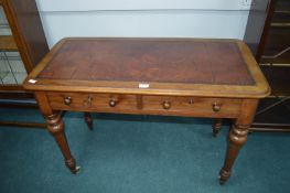 Victorian Mahogany Two Drawer Writing Table with Tooled Leather Inset Top
