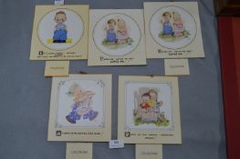 Four Mabel Lucy Attwell Calendars from 1955 plus One Other without Calendar