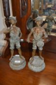Pair of Spelter Child Musicians