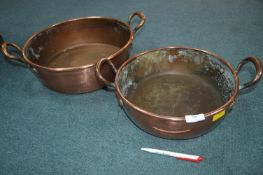Two Victorian Copper Two Handle Preserve Pans