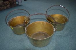 Three Victorian Brass Jam Pans