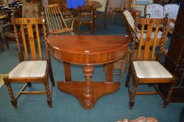 Demilune Hall Table plus Two Hall Chairs