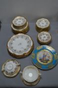Vintage Cauldon Kings Plate Gilt Tableware plus Painted Porcelain Plate