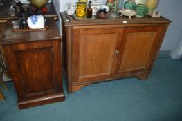 Pitch Pine and Mahogany Cupboard Base plus Pot Cupboard