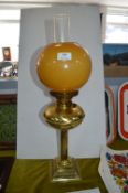 Brass Oil Lamp with Glass Shade