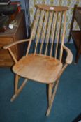 Retro Beechwood Spindleback Rocking Chair