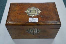 Mother of Pearl Inlaid Walnut Tea Caddy Inlaid with Original Key