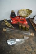 Slaters Kitchen Scales and Weights, plus Hornsea Pottery Spice Jars, and a Nut Dispenser