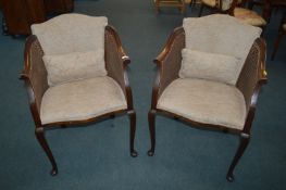 Pair of Bergère Sided Armchairs on Cabriole Legs