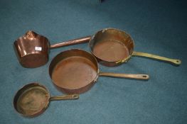 Four Victorian Copper Pans