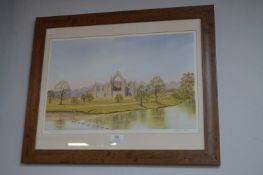 Original Watercolour Landscape of Bolton Abbey by