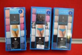 *Three 6pks Women’s Bikini Briefs Size: L