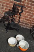 Three Tier Metal Plant Stand and Pots