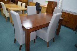 Next Dining Table with Four Grey Upholstered Chair