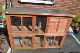 Double Tier Rabbit Hutch with Straw and Feed