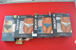 *Four Assorted Packs of DKNY, and Calvin Klein Women’s Briefs