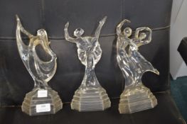 Three Glass Dancing Figures by RCR