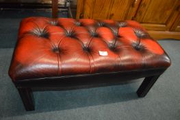 *Red Leather Chesterfield Stool