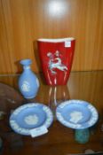 Wedgwood Jasper Ware Dishes and a Crown Devon Vase