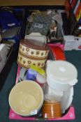 Two Boxes of Kitchenware, Utensils, Pottery, Stora