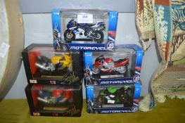 Five Diecast Model Motorcycles