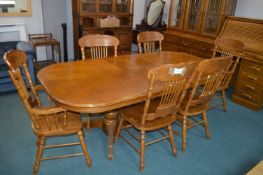 Oak Effect Extending Oval Dining Table with Two Ca