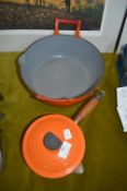 Cast Iron Enamel Cookware by Le Creuset etc. (one