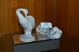 Two Lladro Goose Figures