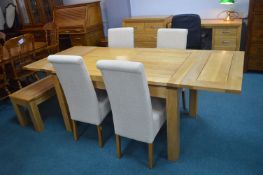 Solid Oak Extending Dining Table with Matching Two